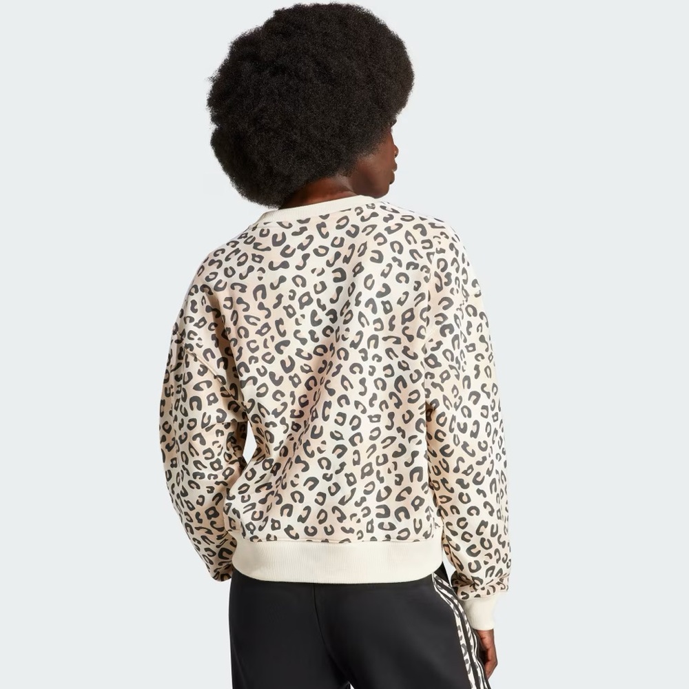 ADIDAS ORIGINALS LEOPARD LUXE TREFOIL CREW SWEATSHIRT - Picture 2 of 9
